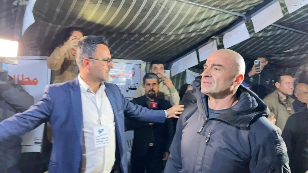 بازدید بافل طالبانی از چادر اعتصاب کنندگان و ادامه اعتصاب معلمان و کارمندان در سلیمانیه