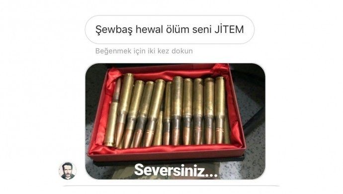 پیام تهدید به مرگ آیهان بیلگن شهردار HDP با نام تیم مبارزه با ترور ژاندارمری