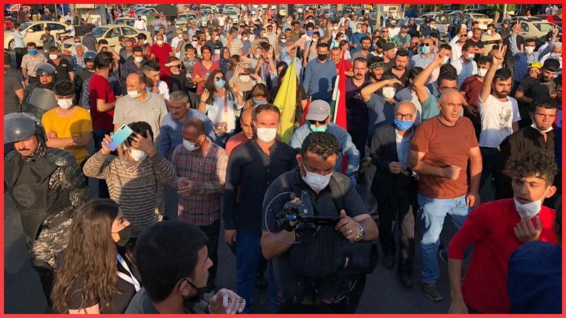 برپایی تجمع در سلیمانیه در اعتراض به حملات ترکیه به اقلیم کردستان