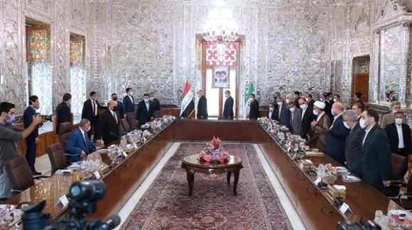 سەرۆکی پەرلەمانی ئێران جەخت لە سەر پەرەپێدانی پێوەندییەکانی نێوان ئێران و عێراق دەکات