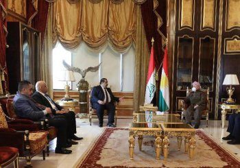 دیدار استاندار و نمایندگان استان صلاح الدین در مجلس عراق با مسعود بارزانی