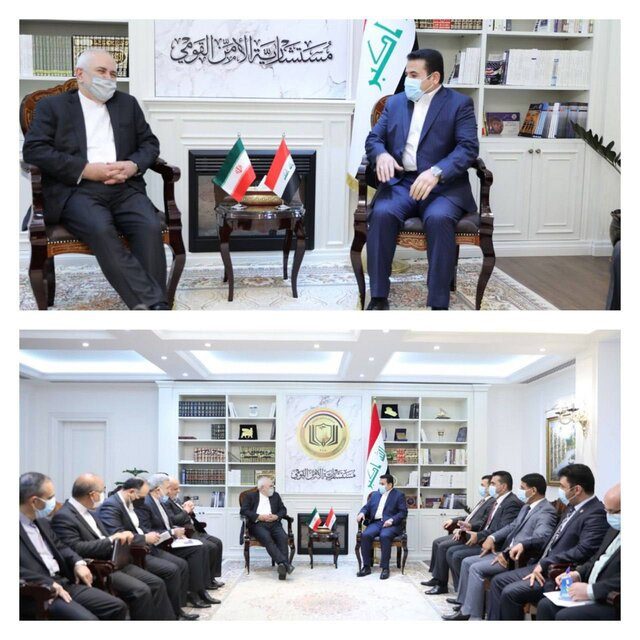 گفتگوی ظریف با قاسم الاعرجی دربارە خروج نیروهای آمریکایی از عراق