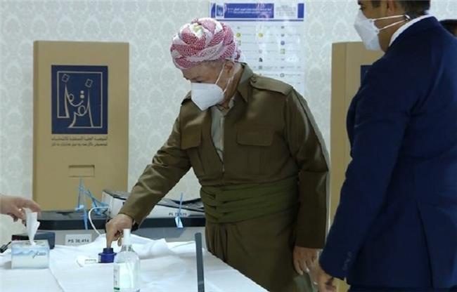 شرکت مسعود بارزانی در فرآیند رای گیری انتخابات مجلس عراق
