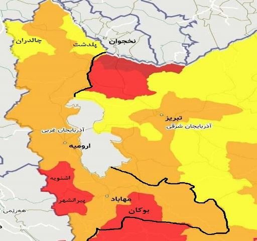 قرارگیری ٣ شهرستان آذربایجان غربی در وضعیت قرمز کرونا