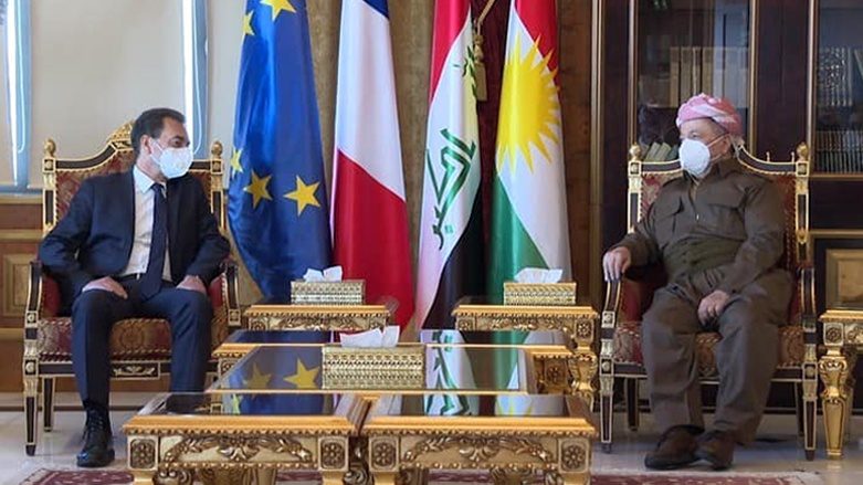 مەسعوود بارزانی پێشوازیی لە باڵیۆزی فەڕەنسا لە عێراق، دەکات