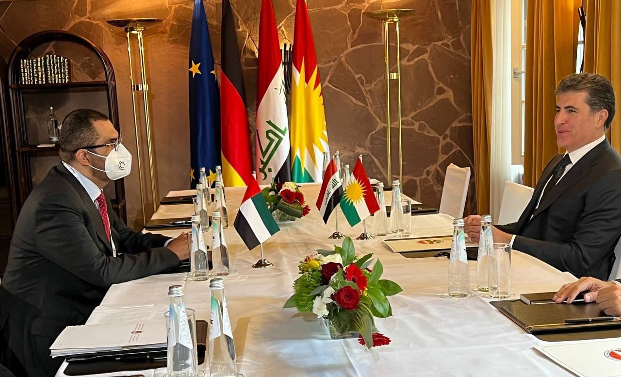 گفتگوی نچیروان بارزانی و وزیر صنایع امارات دربارە جذب سرمایەگذاری خارجی در عراق