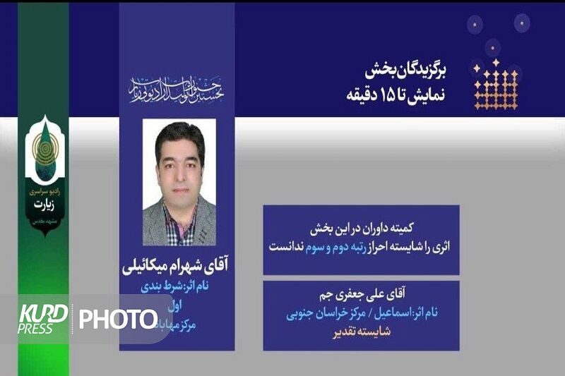 هنرمند مهابادی رتبه نخست جشنواره ملی رادیو زیارت را کسب کرد