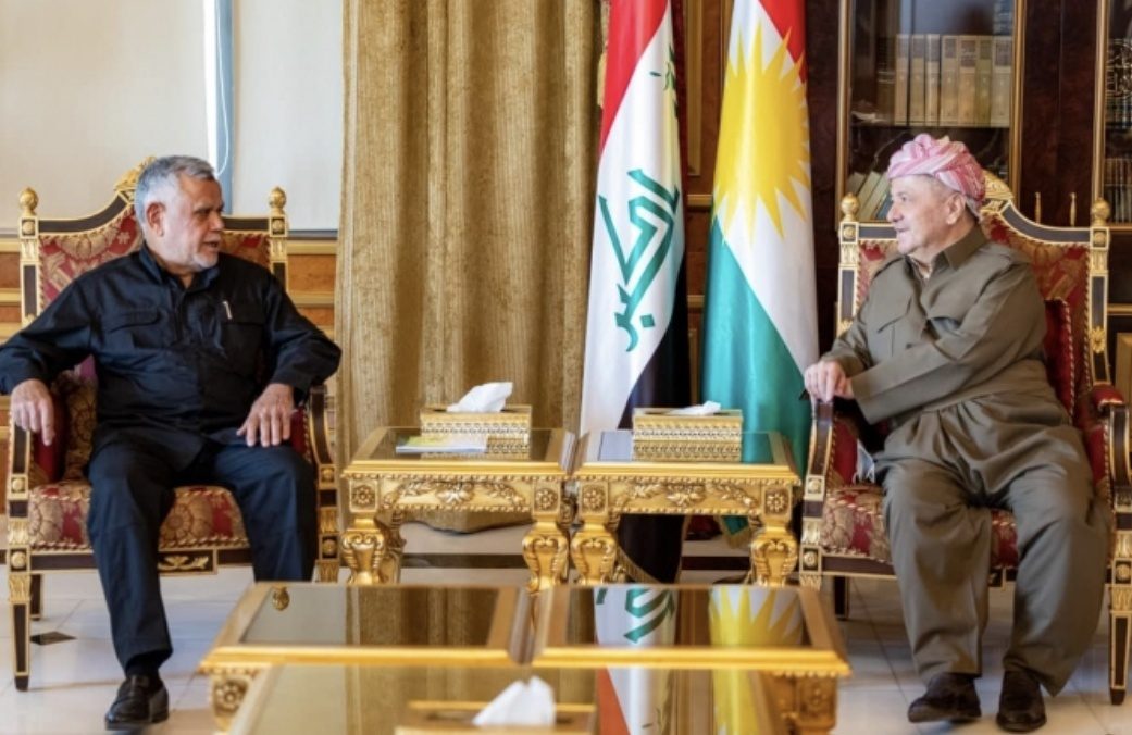 مەسعوود بارزانی و سەرۆکی هاوپەیمانیی فەتح لە هەولێر کۆ بوونەوە