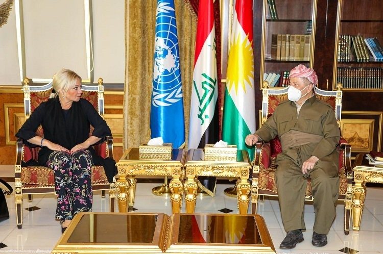 UNAMI chief, Masoud Barzani discuss Iraq political situation in Salahadin