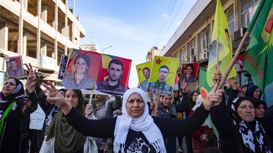 Thousands protest Turkish strikes on Kurdish groups in Syria