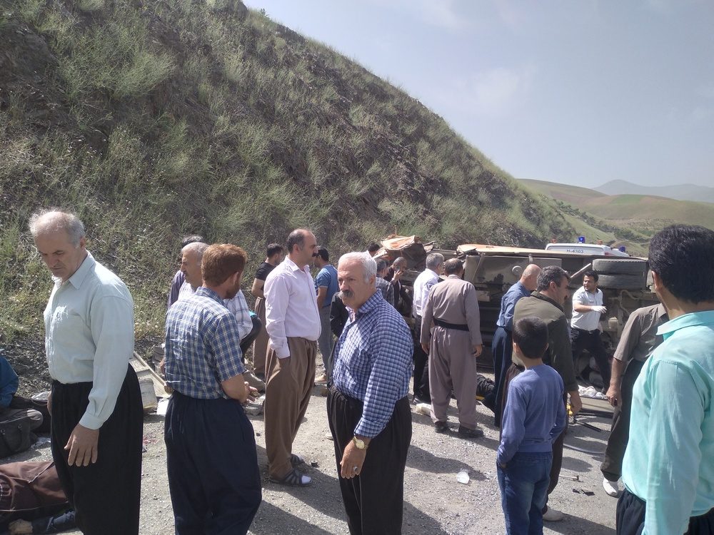 حادثه دلخراش در جاده مریوان/ یک کشته و ۷ زخمی