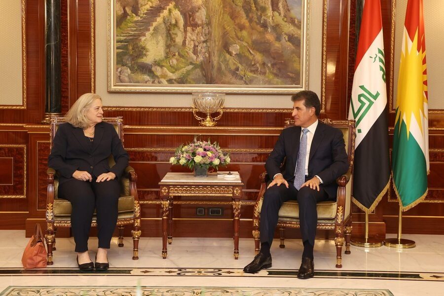 نێچیرڤان بارزانی و ئالينا ڕۆمانۆوسکى ناکۆکییەکانی نێوان هەولێر و بەغدایان تاوتوێ کرد