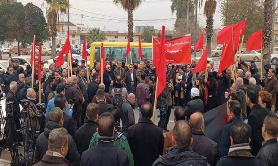 خۆپیشاندانی حزبی شیوعی لە هەولێر بۆ پشتگیری له‌ مامۆستان