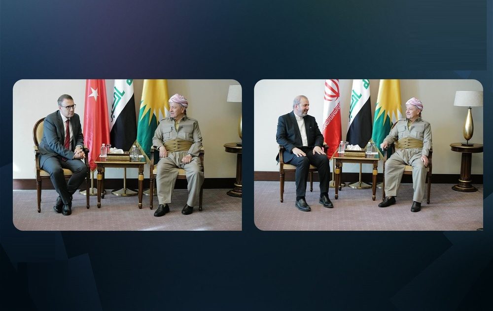KDP leader Barzani discusses regional developments with Iranian, Turkish envoys