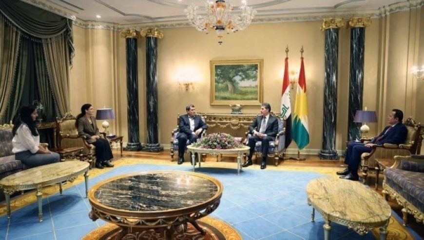 دیدار الهام احمد و مظلوم کوبانی با نچیروان بارزانی در اربیل