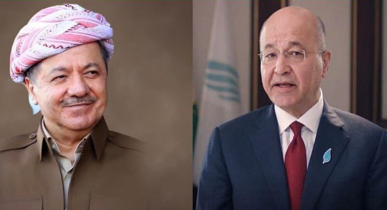 تبریک مسعود بارزانی به برهم صالح به مناسبت انتصاب در سازمان ملل
