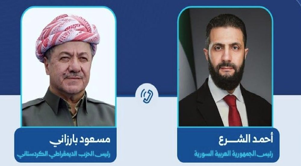 تاکید الشرع و بارزانی بر تمامیت ارضی سوریه و حقوق کردها