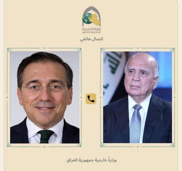 تاکید وزیران خارجه عراق و اسپانیا بر لزوم دستیابی به آتش‌بس در منطقه