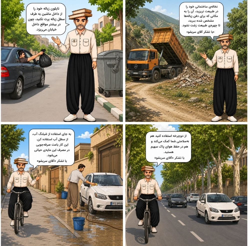 «آقای سربشو» یک شخصیت گرافیکی برای پاسداشت فرهنگ‌ و محیط زیست